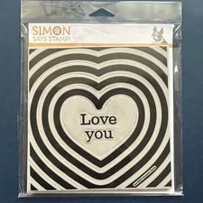 NEW! Simon Says Stamp-CONCENTRIC HEARTS Background Stamp - Love, Valentines