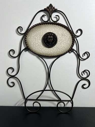 Metal Wall Hanging Art Home Decor Lion Face Plate Art Display Rack 17” x 15” - Picture 2 of 11