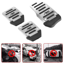 3x Silver Manual Non-Slip Gas Foot Brake Pad Pedal Cover Car Accessories Parts