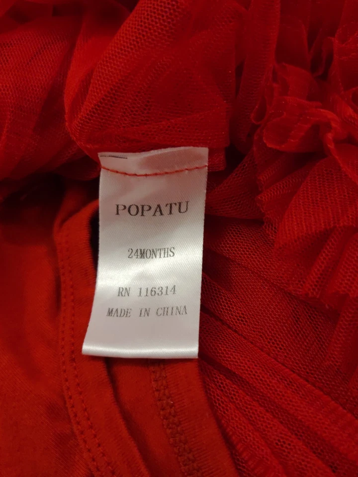 Vestido tutú con volantes Popatu rojo brillante niño talla 24 meses Foto 4 de 4