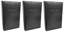 3 Black Flip Photo Albums 16cm x 27cm Each Holds 80 x 6"x 4" Slip In Photographs