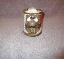Vtg Signed MMS Mahon Ugly Funny Face 3D Stoneware Art Pottery Mug Mustache Man