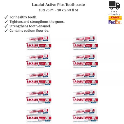 Lacalut Aktiv PLUS Toothpaste Enhanced Formula for Stronger Gums 75ml x 10