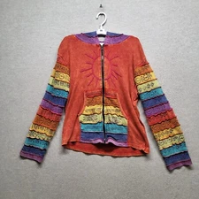 Greater Good Network Women Sweatshirt XL Full Zip Hoodie Boho Patchwork READ