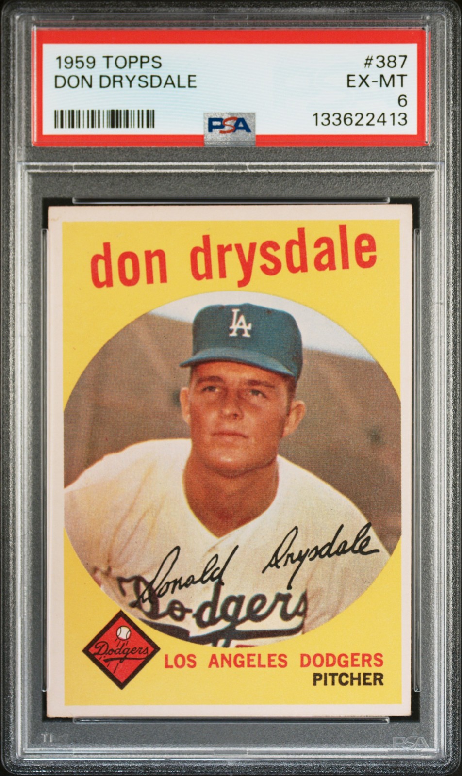 1959 TOPPS #387 DON DRYSDALE PSA 6