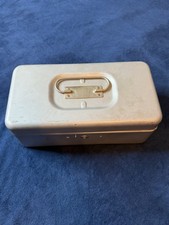 Vtg Lit-Ning Pressed Steel Silver Lockbox Made In USA No Key (Still Functional)