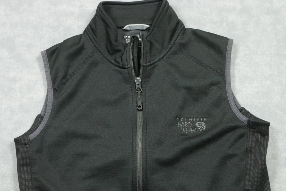 Chaleco Mountain Hard Wear Para Hombre Mediano Negro Vellón Cremallera Completa Sin Mangas Exterior Foto 2 de 4