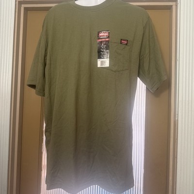 Men's Wrangler Workwear Plain T Shirt Pocket XLT 46-48 Short LIchen green