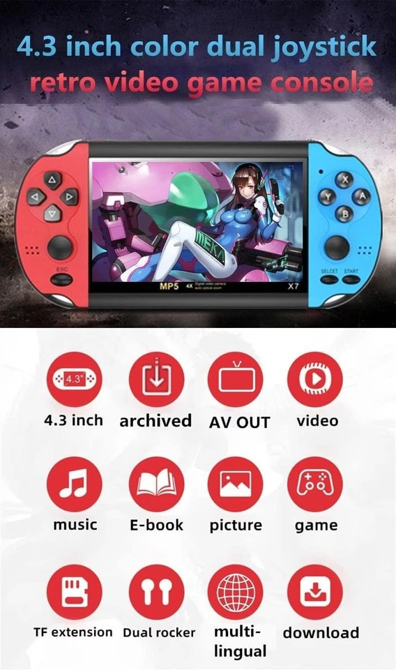 Console Portatile Retro 4,3": 3000 Giochi, 10 Emulatori, Salvataggio & Uscita AV - Immagine 3 di 4