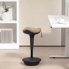 HOMCOM chaise de bureau permanente, Tabouret fixe permanent réglable, Brown