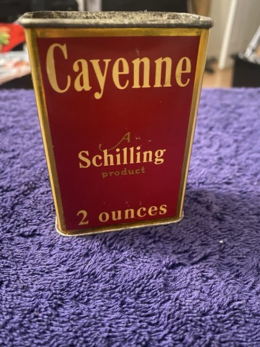 Vintage Schilling Spice Tin Cayenne 2 Oz.