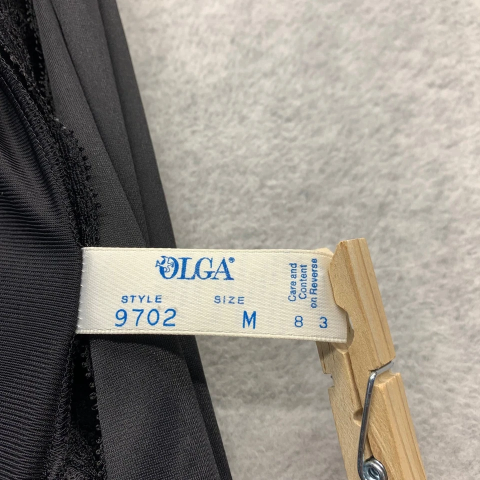 OLGA Black Lace Trim Long Sleeve Full Length Nightgown Robe M Style 9702 Boudoir - Image 3 of 4