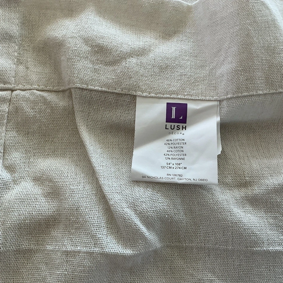 2 Curtain Panels 54x108 Off White Lace Edge Cottagecore Farmhouse Country Decor - Image 3 of 4