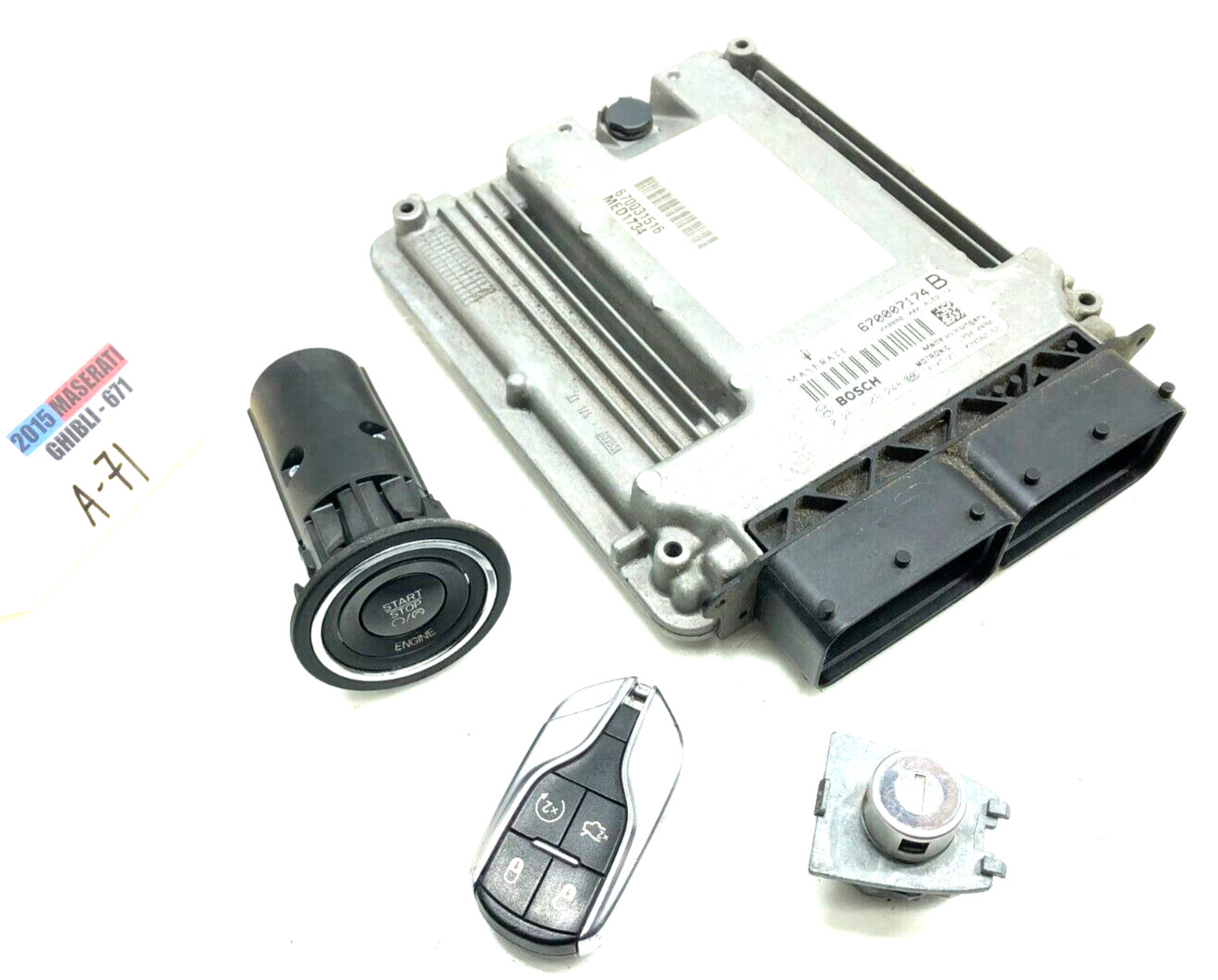 2014-2017 MASERATI GHIBLI S 3.0L ENGINE ECU W/ START SWITCH & KEY OEM.