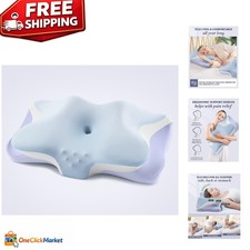 Dual-Height Memory Foam Pillow for Side, Back, and Stomach Sleepers - Light Blue