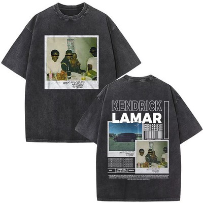 Kendrick Lamar Graphic T Shirt Washed Black Oversized Y2K Rap Tee Mens Top