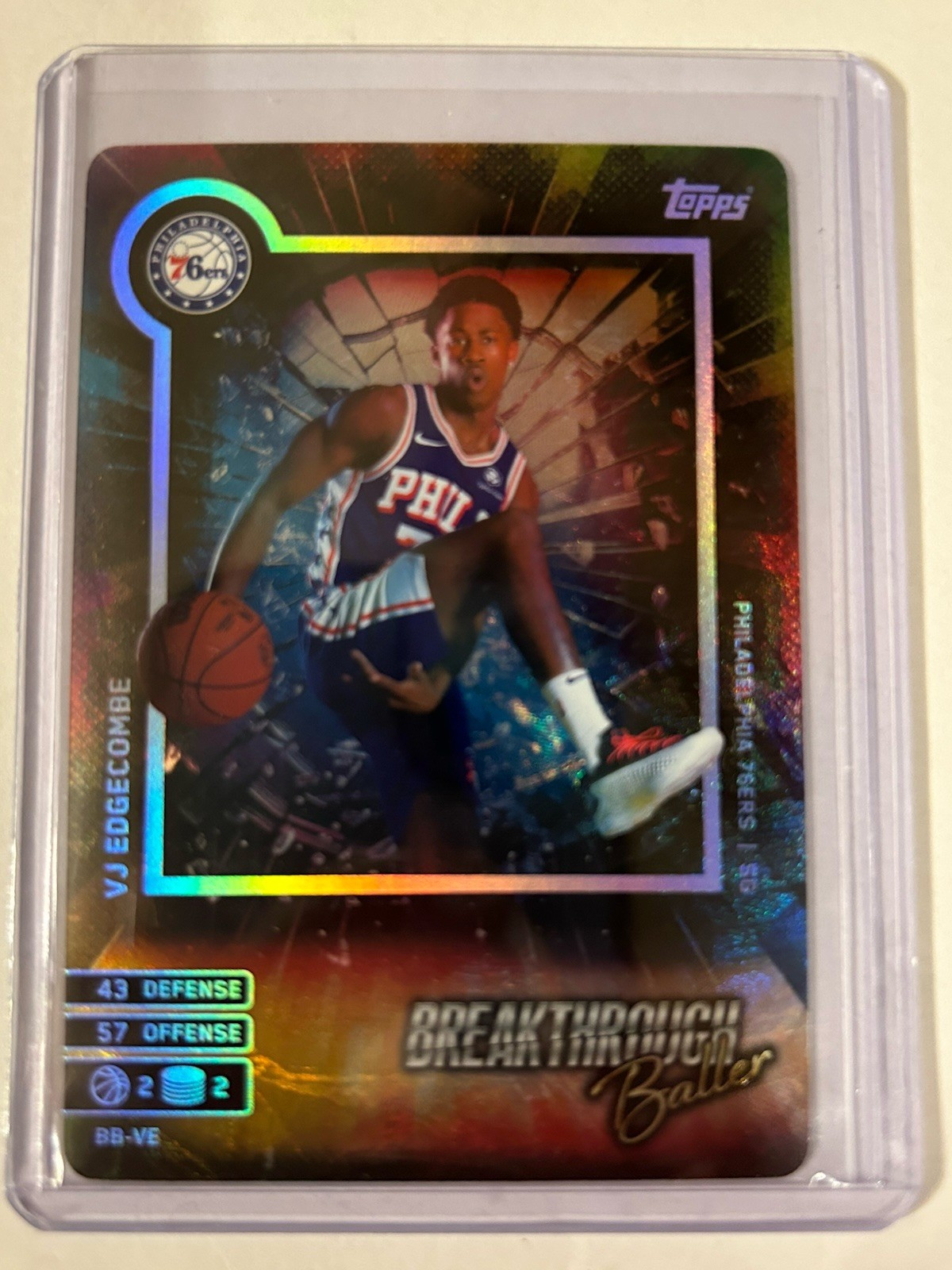 2025 Topps Match Attax VJ Edgecombe Breakthrough Baller 76ers RC #BB-VE Rookie