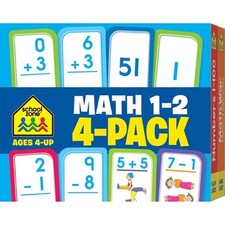School Zone Math 1-2 Flash Cards 4-Pack by School Zone English Cards Book