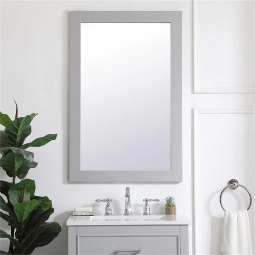 Elegant Decor Aqua 36" x 24" Wood Frame Bathroom Mirror in Gray - Picture 2 of 10