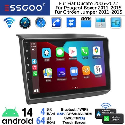 Android 14 4+64G Autoradio 9'' GPS Navi Carplay BT WIFI Für Fiat Ducato 2006-2022
