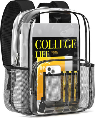 Clear Backpack - Multi-Pocket Bookbag, Cold-Resistant PVC Waterproof Work Bag & 