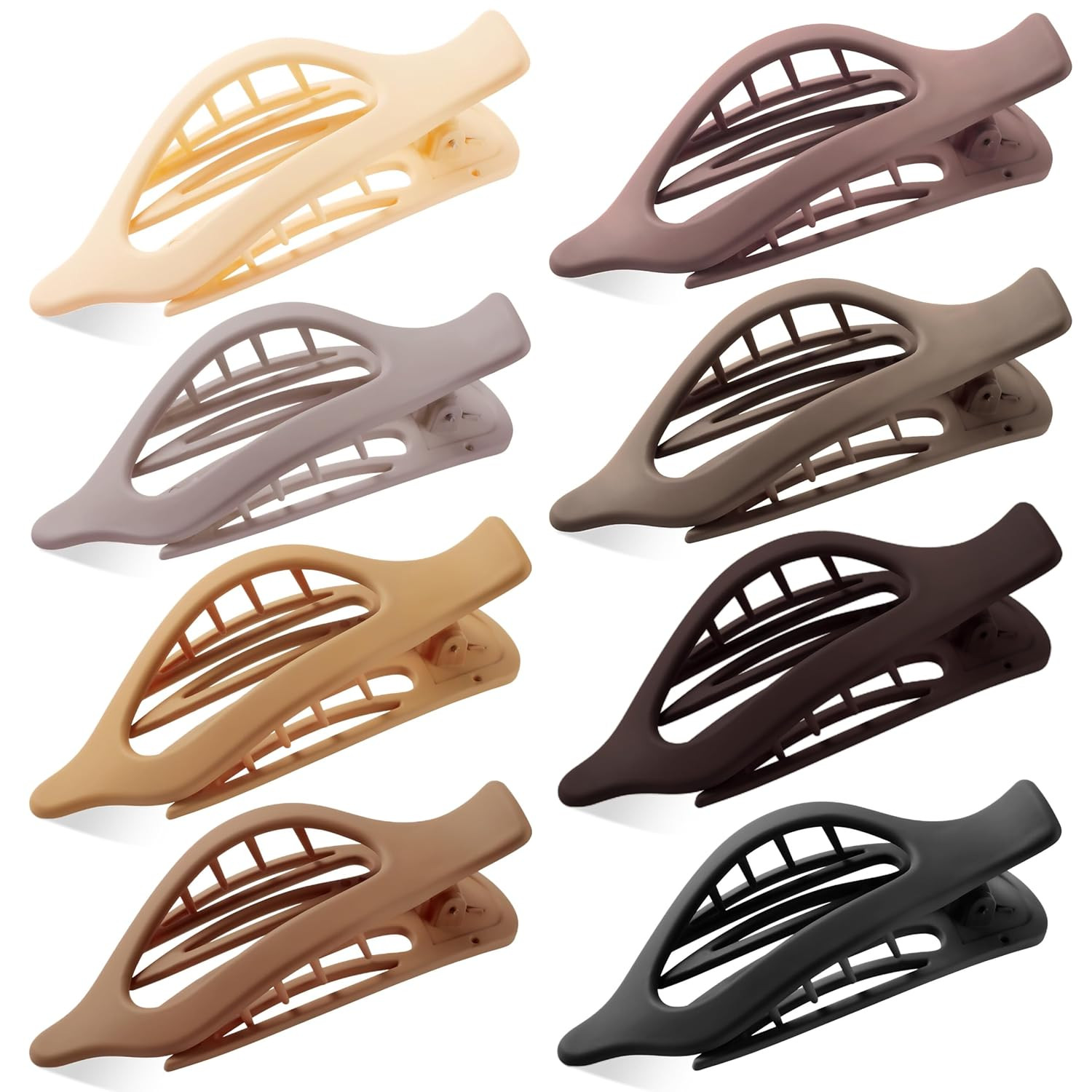 Flat Hair Clips for Women, 8 Pack French Concord Claw Clips for Medium Curly Hai