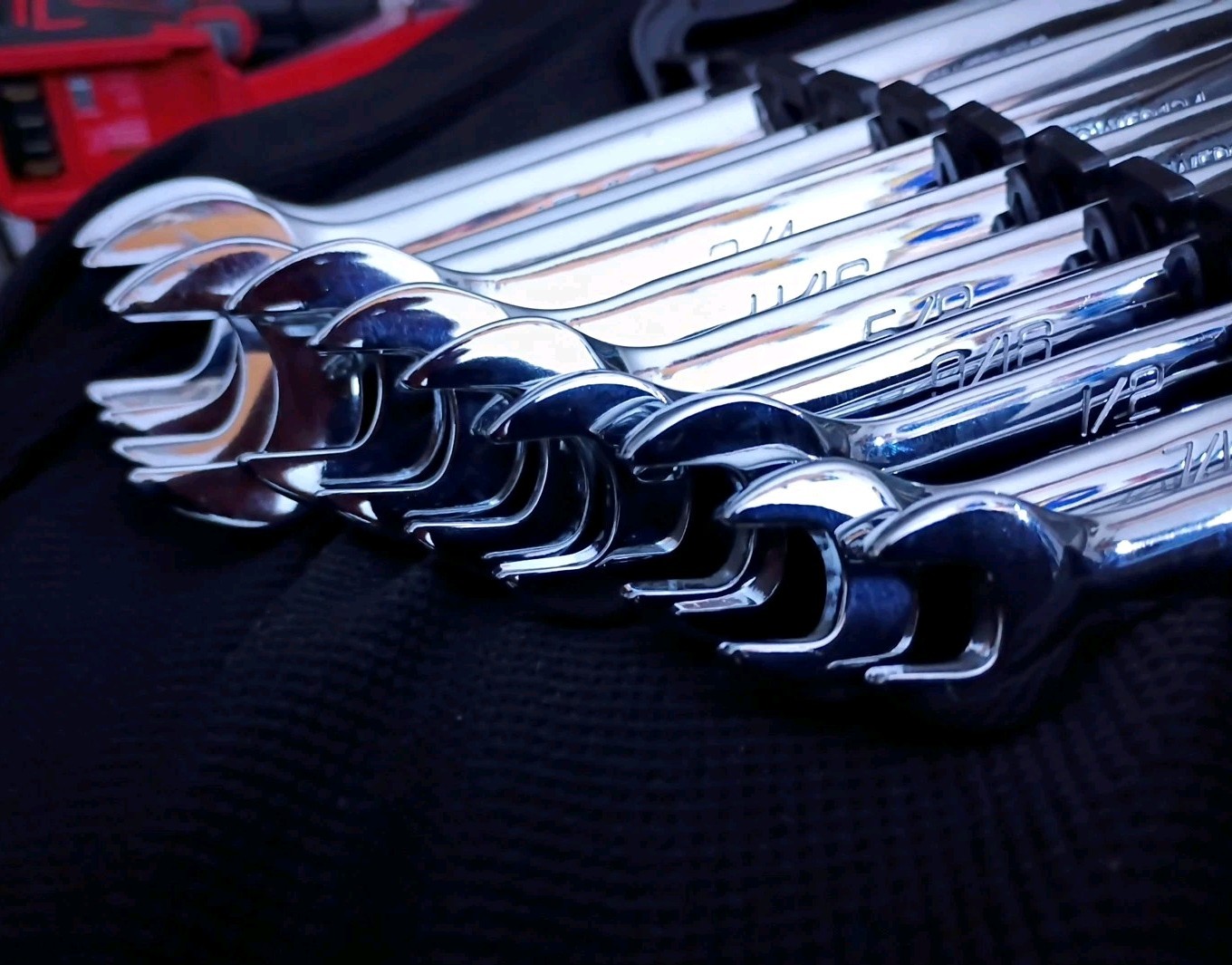 CARLYLE-11pc.,LONG  PATTERN COMBINATION WRENCH SET,    SAE 3/8"- 1" ,Older stamp