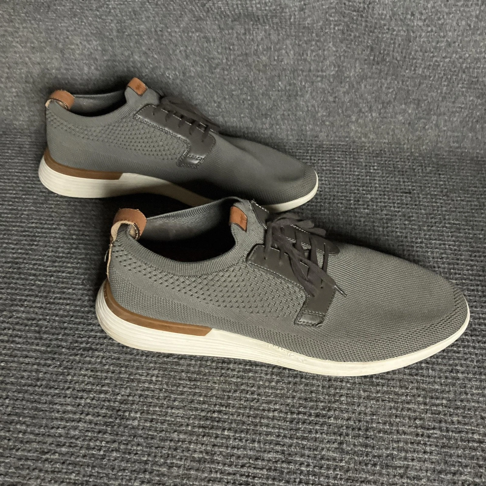 Wolf & Shepherd SwiftKnit Shoes Mens13 Gray Derby Leather Casual Sneakers *