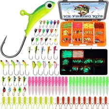 Dovesun Ice Fishing Jigs Kit, Lures Glow in The Dark C-87pcs 