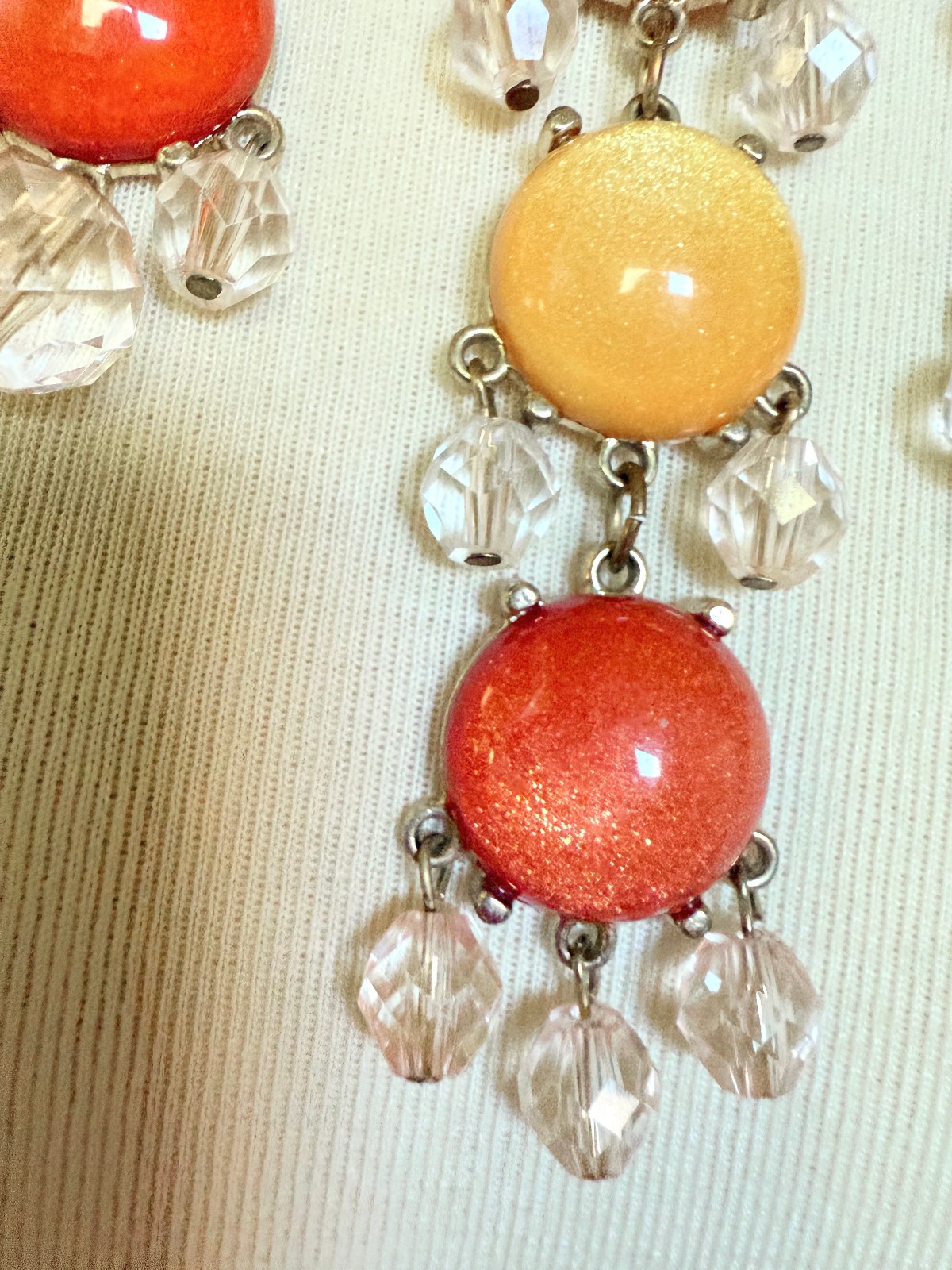 Cascade bib necklace statement large cabochon bea… - image 3