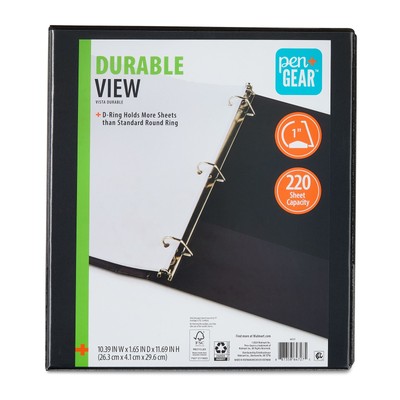 NEW TREND (2 pack) Pen+Gear Durable View 1-inch D-Ring Binder, Black