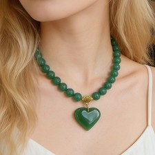 Achat-Halskette mit Anhänger grün Halskette Damen Collier Edelstein Geschenk