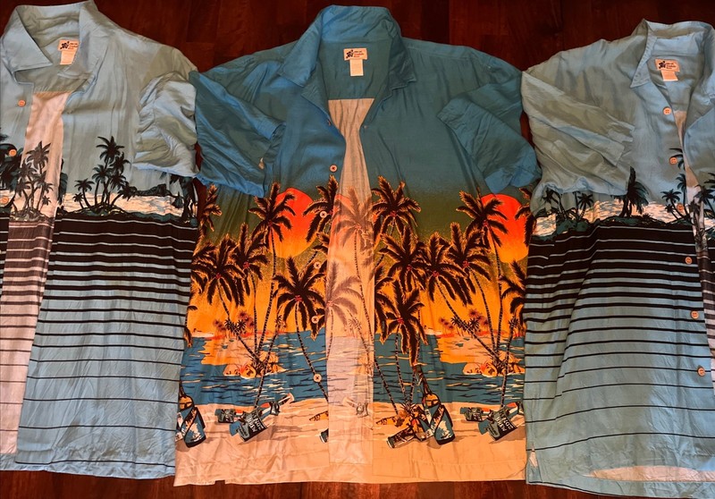 3 Cherokee Waikiki Wear ~Large~ Short Sleeve Hawaiian Style LOT