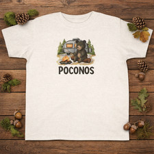 Poconos Bear Camping RV S'more Campfire Graphic Tee Toddler Shirt Boys Girls