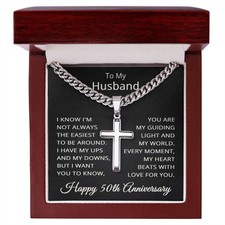 50th Anniversary Necklace for Husband - Custom 50 Year Anniversary Gift - Cross