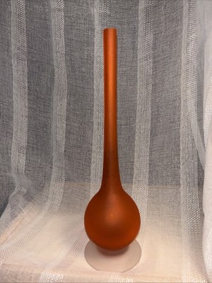 Carlo Moretti Orange Satinato Glass Vase VTG 1960-70 s Tall Bulbous Frosted MCM