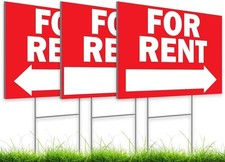 Double Sided Plastic Home for Rent sign - Set of 3 Pieces 12x8 Inch colorfull