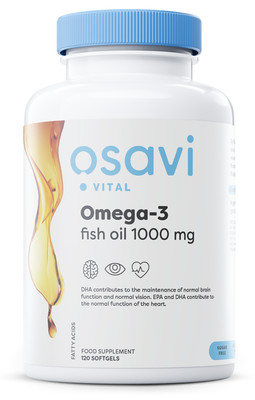 Osavi Omega-3 Fish Oil, 1000mg (Unflavoured) - 120 softgels (165,83 EUR/kg)