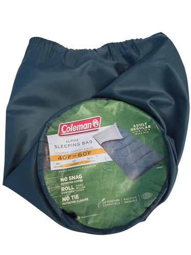 Coleman Alpine Sleeping Bag - Adult Regular Army Green 33"x75" Camping 40 - Picture 3 of 12