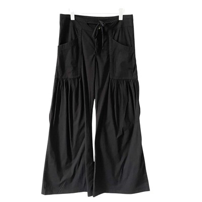 XCVI Willow Wide Leg Pants Stretch Poplin Black Size Small Goth Lagenlook