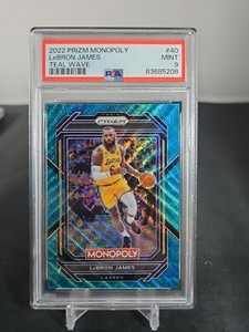 2022-23 Prizm Monopoly Lebron James #40 Teal Wave Prizm PSA 9 MINT Low Pop