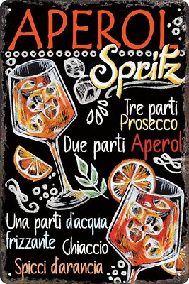 Blechschild Aperol Rezept Italiano 20x30cm   Metallschild Deko Geschenk