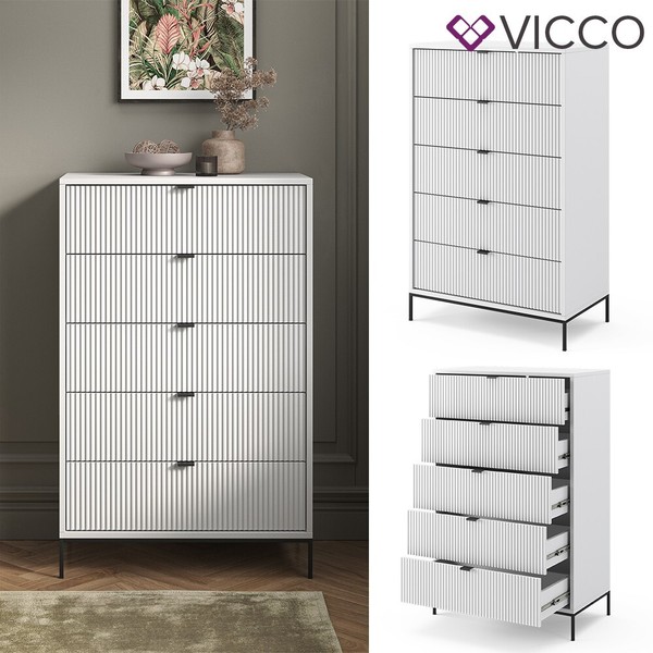 Kommode Eliza Weiß 76 X 120 Cm Mit 5 Schubladen Vicco-image