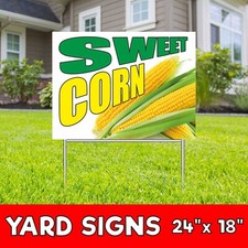 SWEET CORN Yard Sign Corrugate Plastic with H-Stakes street fast food caramel