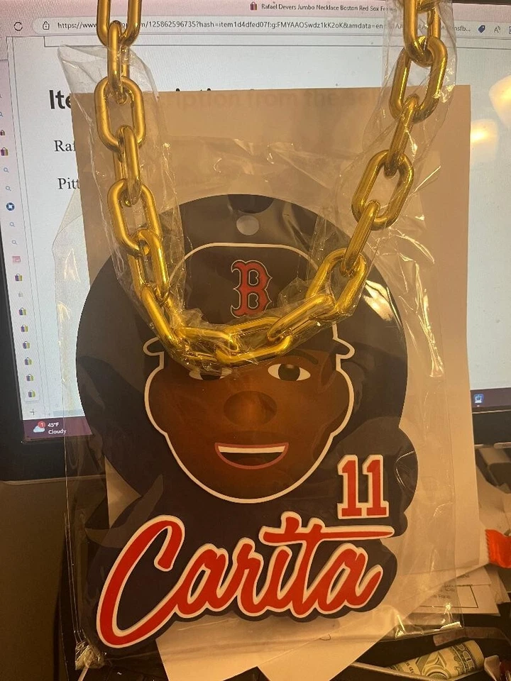 Rafael Devers Jumbo Necklace Boston Red Sox Fenway SGA 4/3/23 NEW SEALED - Image 3 of 3
