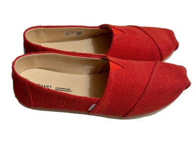 TOMS Alpargata Classic Slip On  Womens Red Flats Casual Sz 8