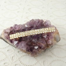 Fashion Double Row Clear Rhinestone Gold Tone Hair Clip Barrette