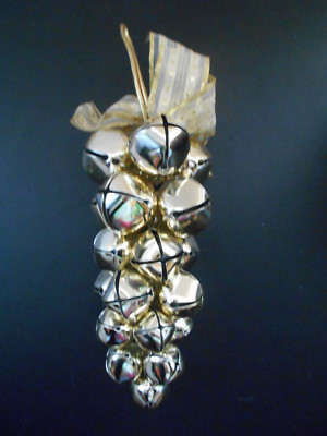 Swarth of 30 Christmas Gold Tone Metal Jingle Bells 9 ''