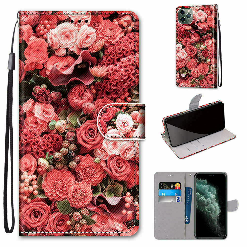 Rose Flower Wallet Phone Case For iPhone 11 12 13 14 15 16 Pro Max XR 6 7 8 SE
