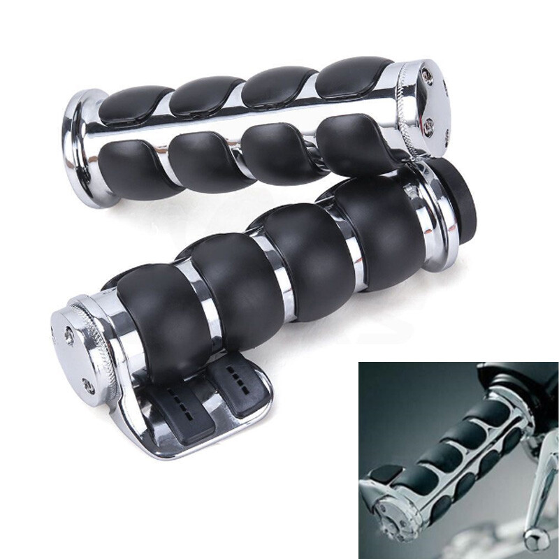 1" Handlebar Hand Grips For Harley Electra Glide Ultra Classic FLHTC – Chrome/Black, Fits Most 1" Bars